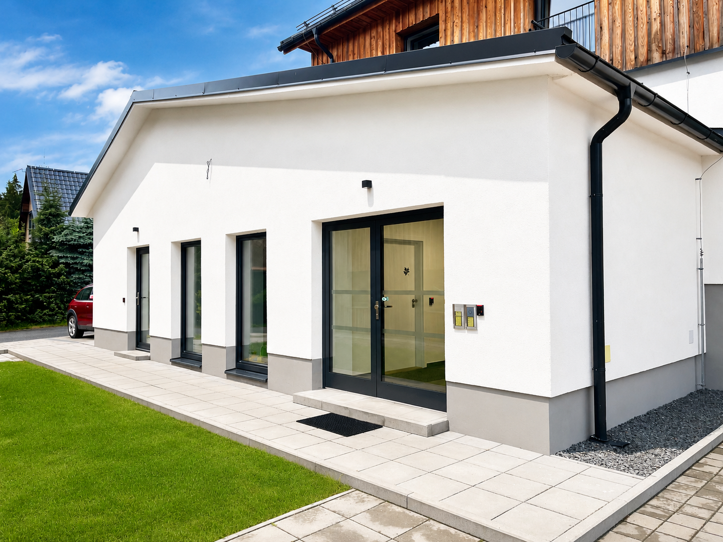 Vstup do budovy B a apartmánu B2 – Javorná Living